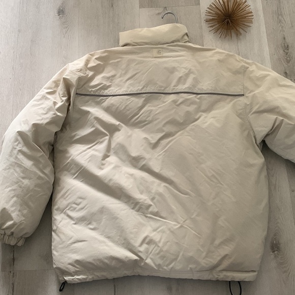 Ecko Function Silver Beige Reversible Down Jacket size Large bomber winter ski - Picture 8 of 16